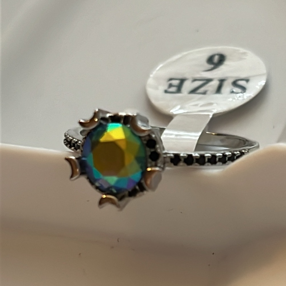 Mystic Topaz Crystal Ring Sz 6